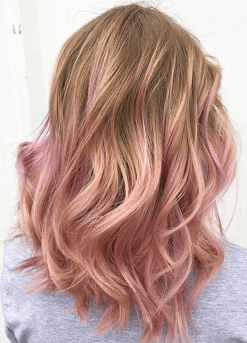 Rose Gold Hair Soaked Ombre Tips