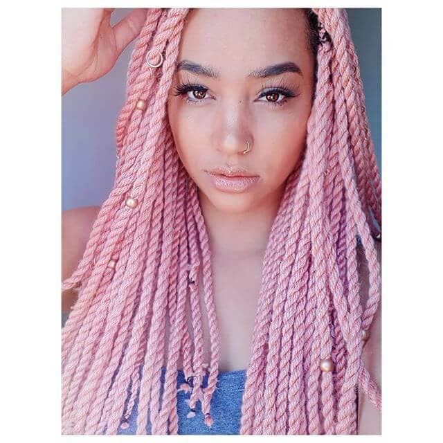 Pink Crochet Twist Style With Hair Jewelry