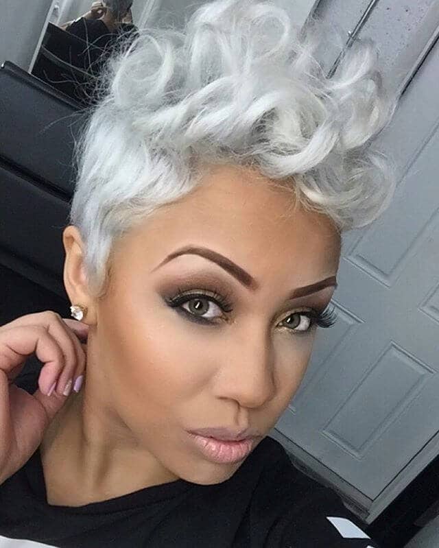  Shock Of White Pixie Style Faux Hawk Curly Pixie Cut