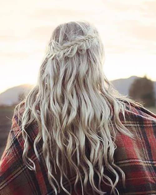 Bohemian Beach Waves with Messy Fishtail Crown