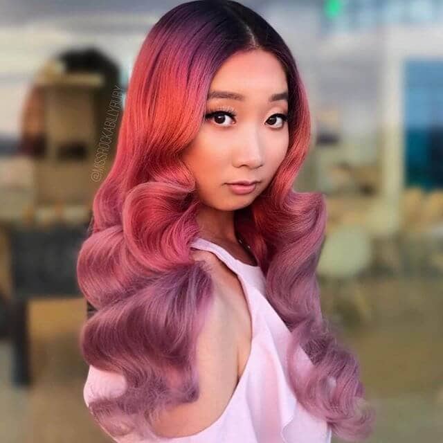 Vibrant Pink and Purple Low Curls