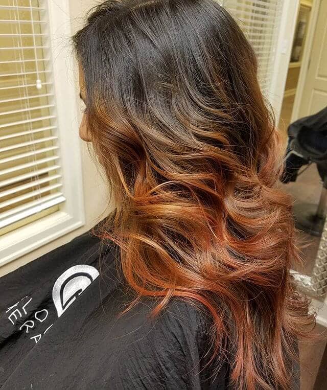 Long and Swept Away Warm Copper Hair