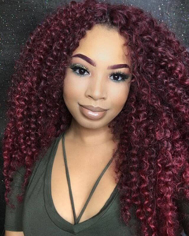Fiery Red Crochet Hairstyles with Matching Brows