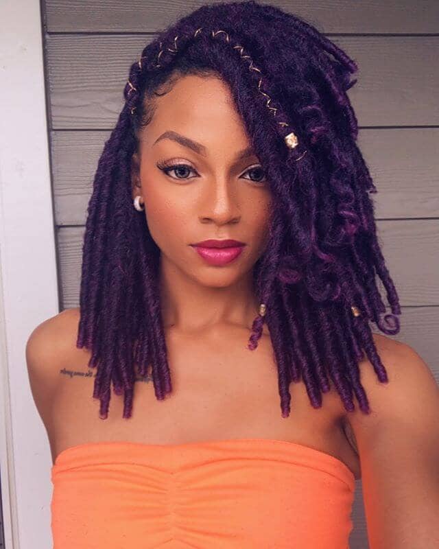 Deep Side Parted Pretty Purple Twists