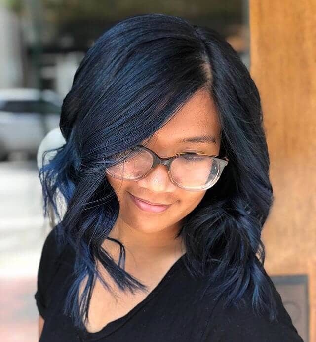 Cool Blue-tinted Lob with Side Party