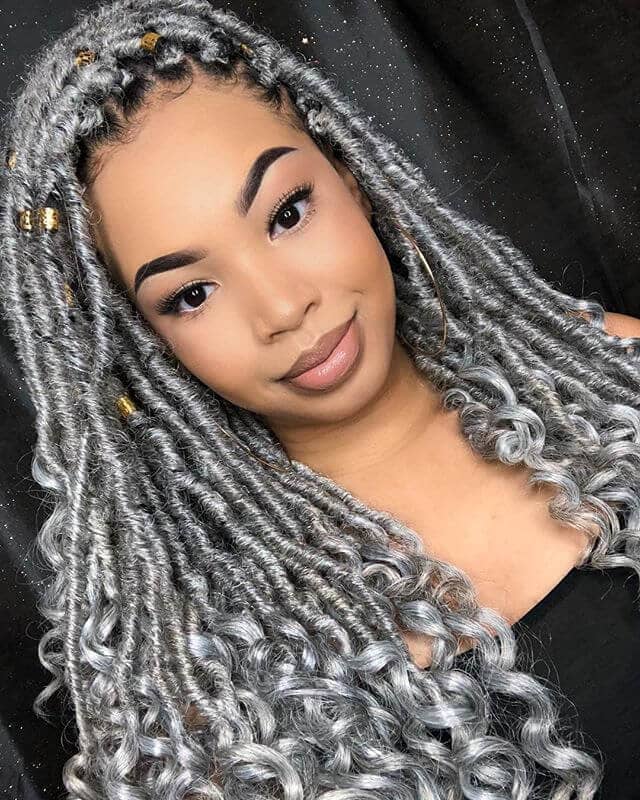 Medium Length Silver Curly Crochet Braids