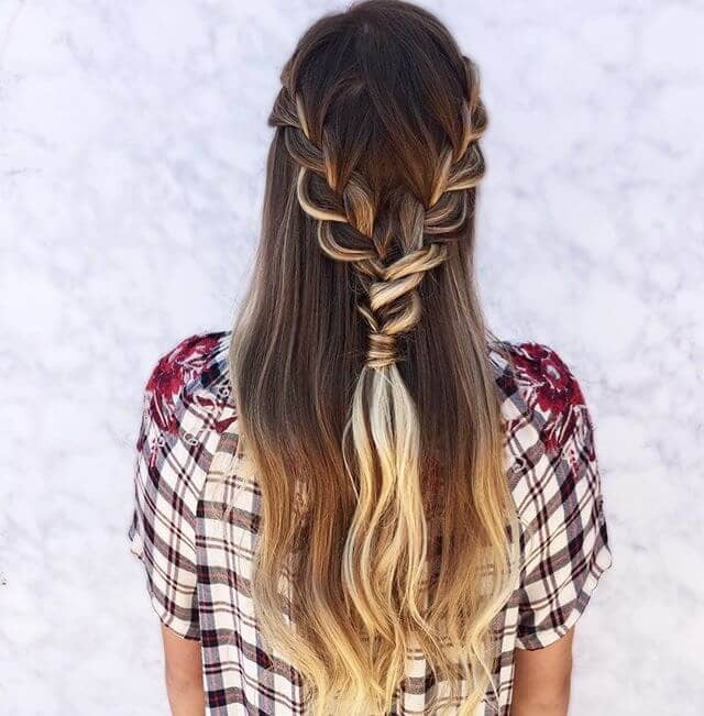 Lovely Double Half-Braided Amber and Blonde Ombre