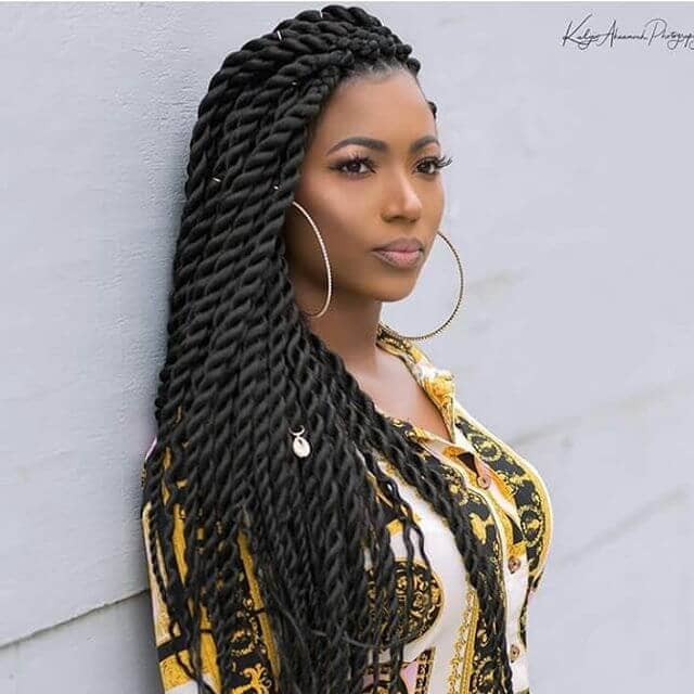 Thick Twist Braids Hairstyle With Charms