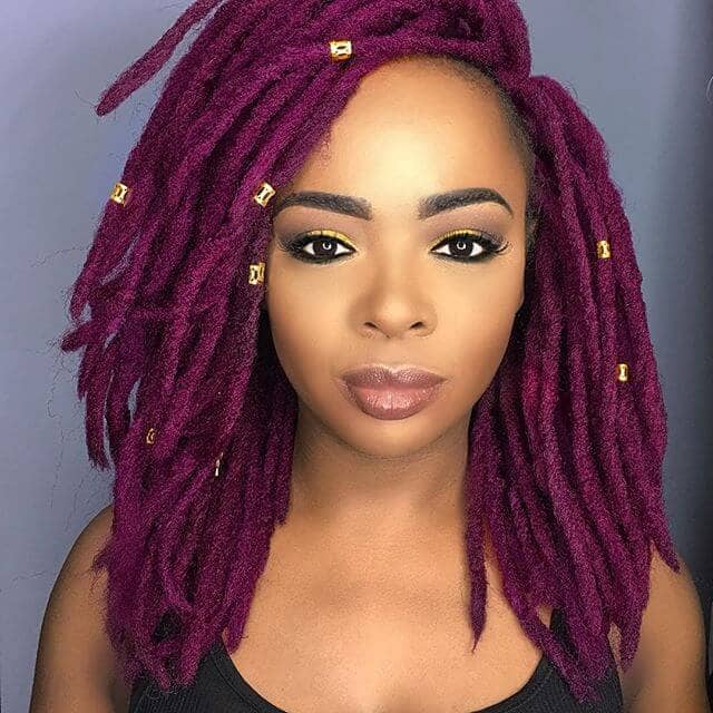 Magenta Crochet Hairstyles with Complementing Accent Beads