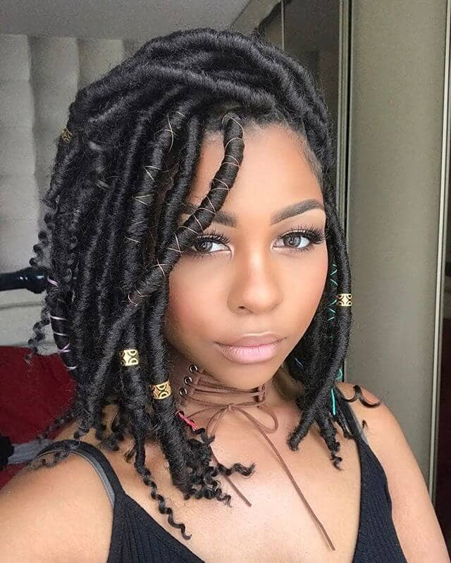 Short Curly Crochet Braids and Accent Color