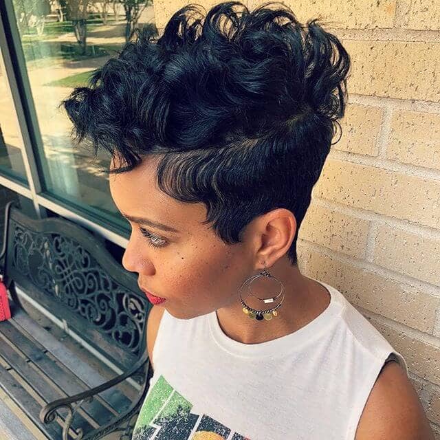 Curly Hair Undercut Pixie Cut Mohawk With Slicked Tips Curly Pixie