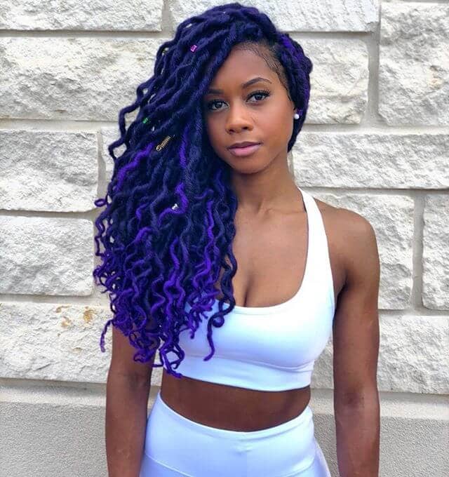 Purple Ombre Crochet Hairstyles with Dark Roots