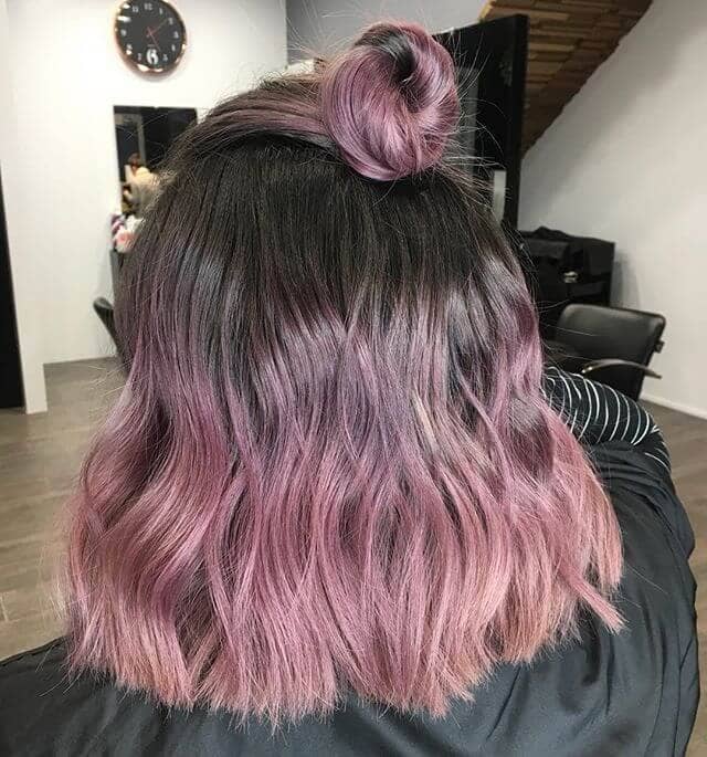 Dip-dyed Pink Waves with Top Knot