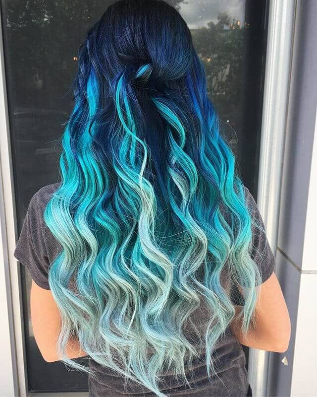 Cool Blue Ombre with Rolled Middle Knot