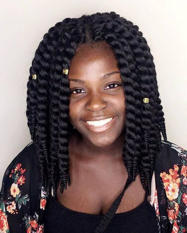 Senegalese Twist Long Bob With Hair Jewelry