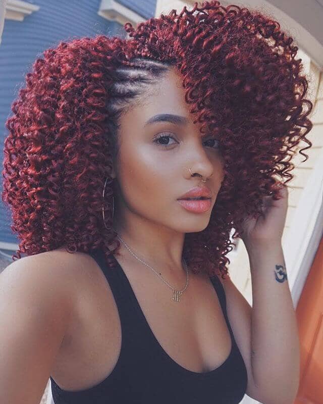 Red Curls with Partially Exposed Cornrows