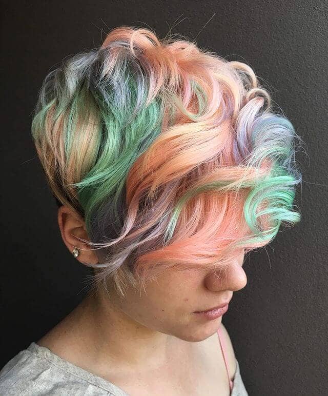 Unicorn And Rainbows Statement Pixie Cut Modern Hairstyle Curly Pixie