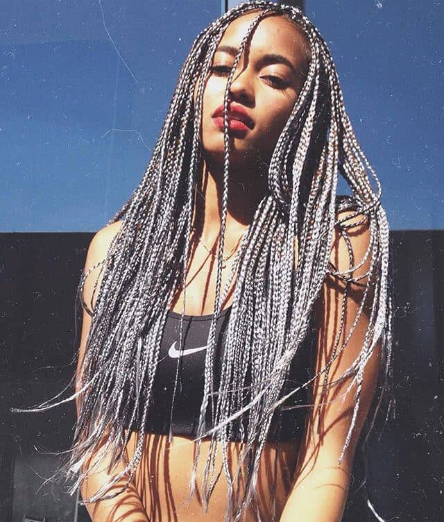 Long Silver Crochet Braids with Loose Ends