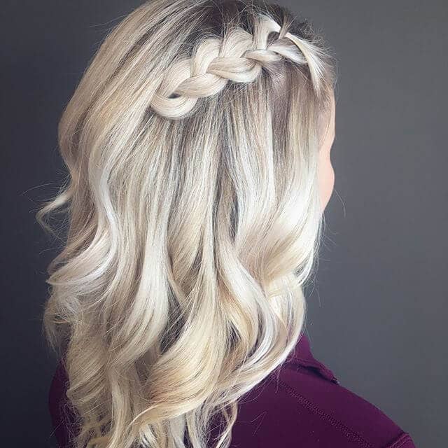 Platinum Blonde Curls with Cute Braid