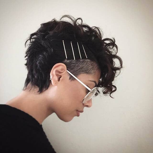 Multiple Clips And Short Sides Pixie Cut With Long Fringe Curly Pixie