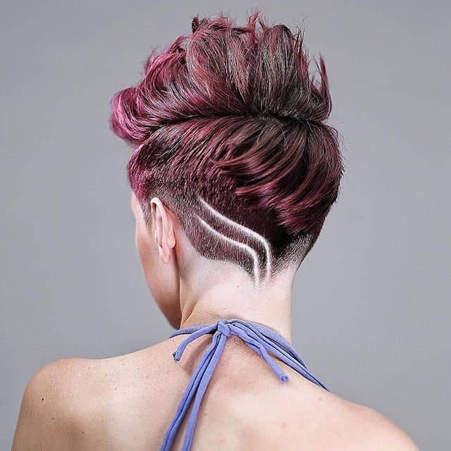 Ombre Curly Hair Undercut Pixie Cut With Geometric Lines Curly Pixie