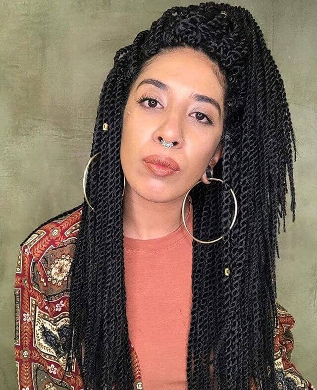 Long Crochet Hair Twists in Half-up Style