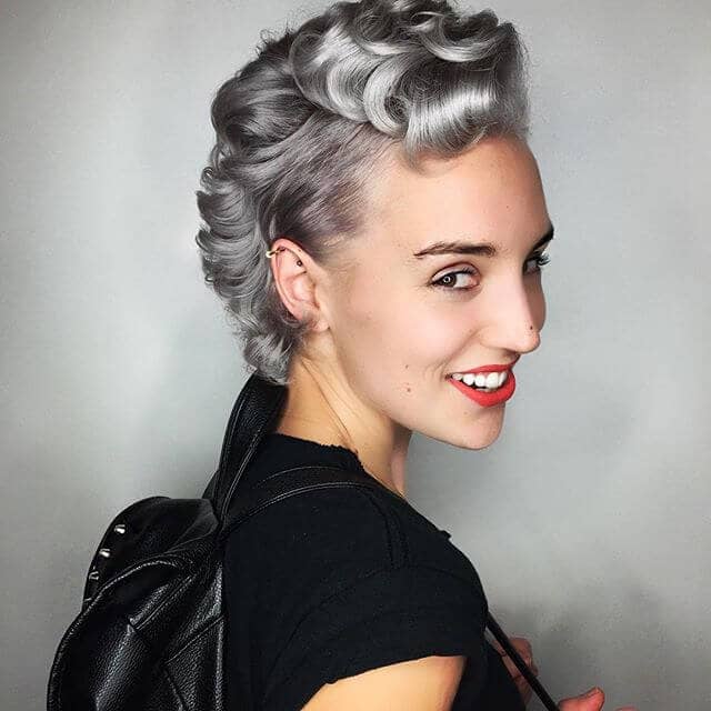 Ultra Cool Gray Hair Twist With Curly Undercut Pixie Cut