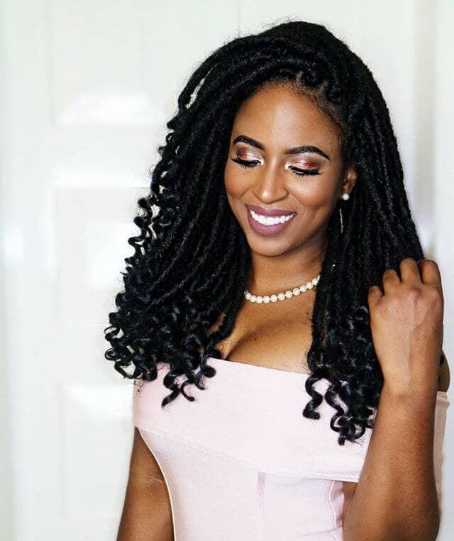 Side Parted Layered Crochet Braids with Curls