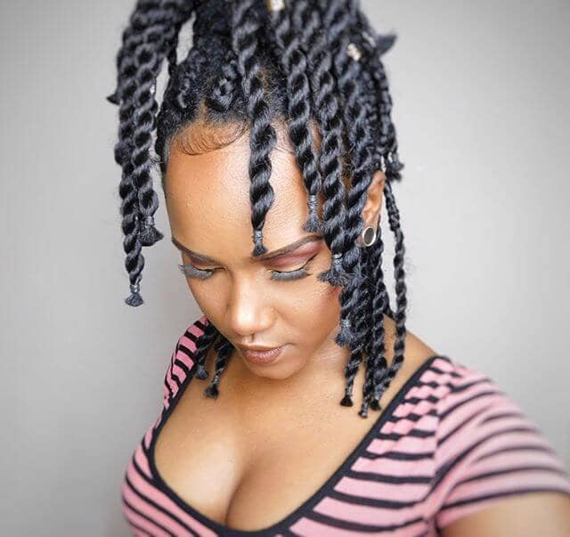 Thick Twists in a High Ponytails