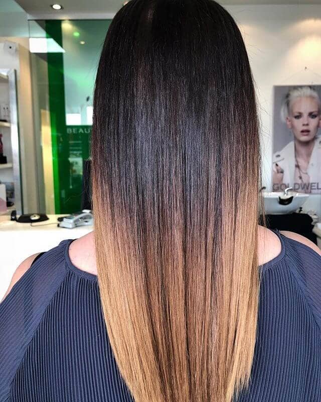 Slic Straightened Dark Brown and Golden Ombre