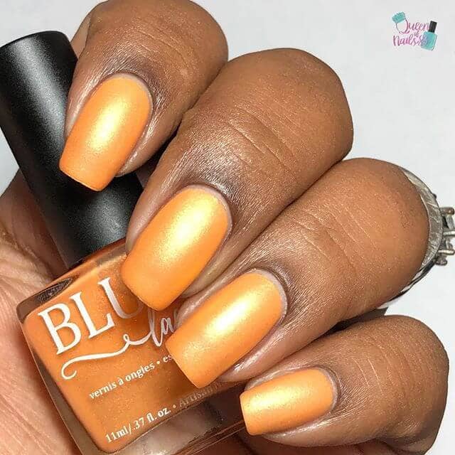 Matte Orange Gold Nails with Square Cut