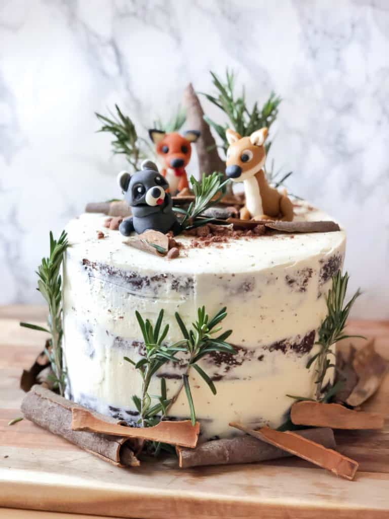 Wintry Forest Wonderland Cake with Crumb Coat