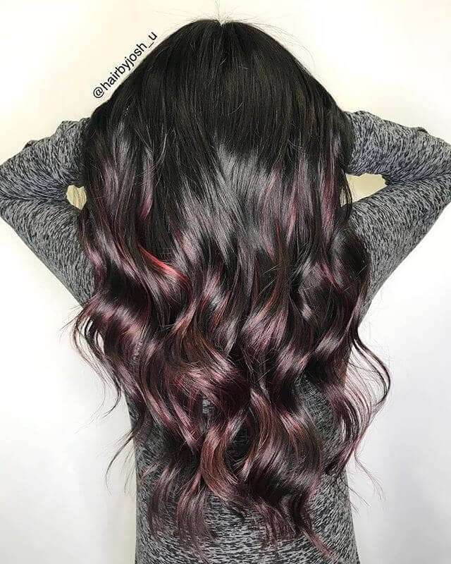 Burgundy Hair with Highlights on the Bottom