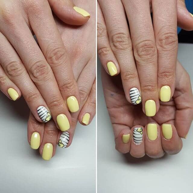  Lemon Colored Nails with Fruit Accents