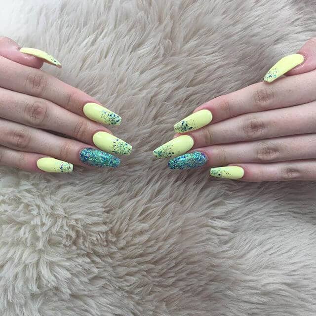 Chartreuse and Turquoise Mermaid Style Acrylics