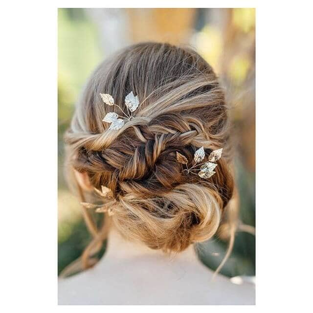 Cute Zig-Zag Braided Bun And Floral Accents