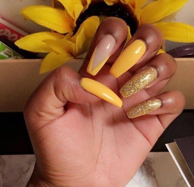 Sweet and Sassy Yellow Coffin Nails