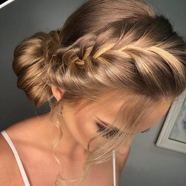 Pretty French Braid Bangs And Low Side Bun