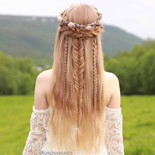 Mermaid Fantasy Half-Crown Fishtail Braids