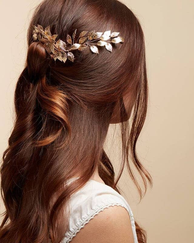 Roman Jewel Crown With Gentle Half-Up Curls