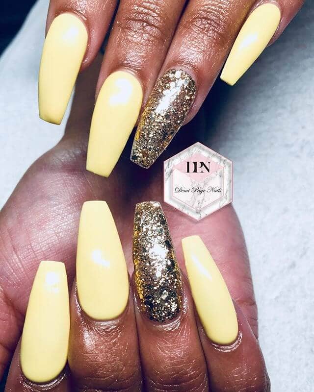 Pale Lemon Nails with Daring Gold