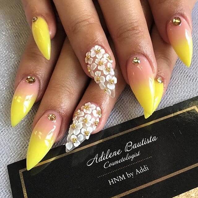 Flower Jeweled Stilettos in Pink and Yellow