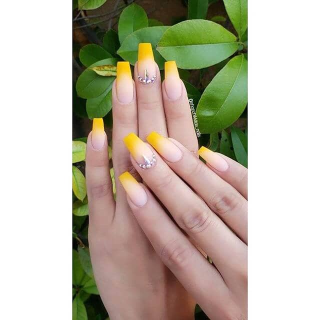 Formal Ombre Yellow Acrylic Nails