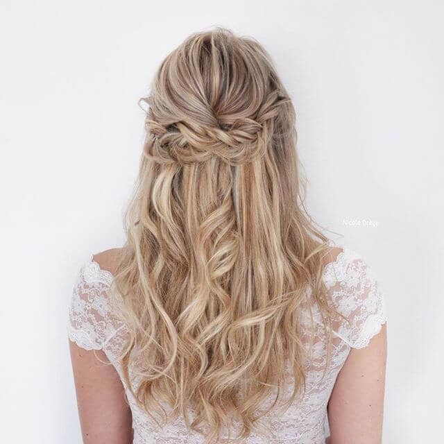 Tucked Half-Crown Braids Over Long Waves