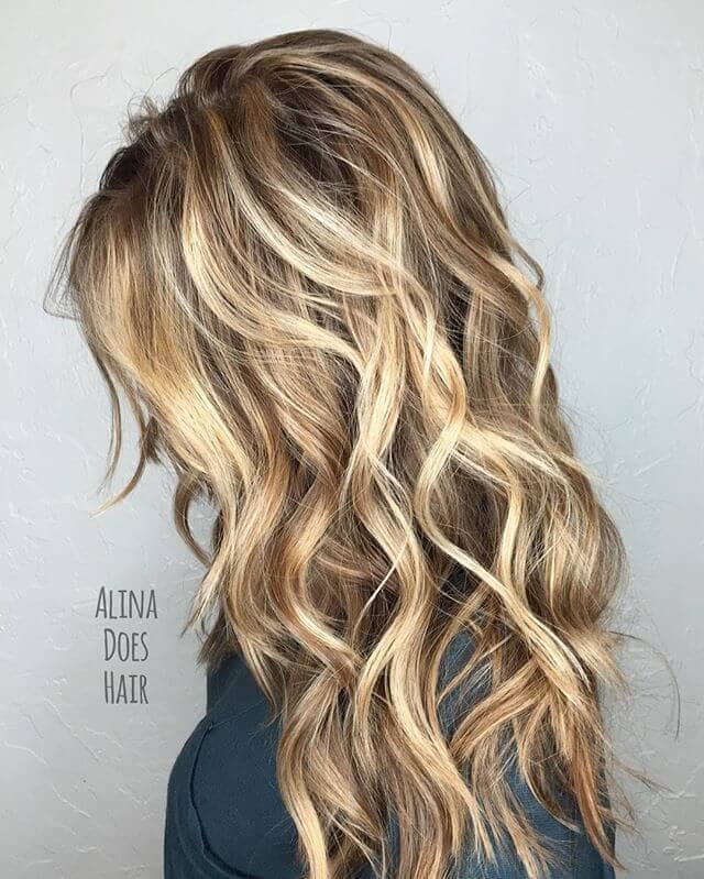 Buttermilk and Golden Blonde Highlighted Layers for Long Hair