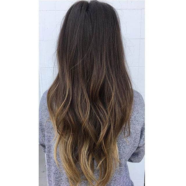 Long Brunette with Golden Tipped Layers for Long Hair