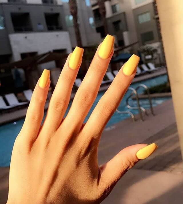  Basic Square Yellow Acrylic Nails