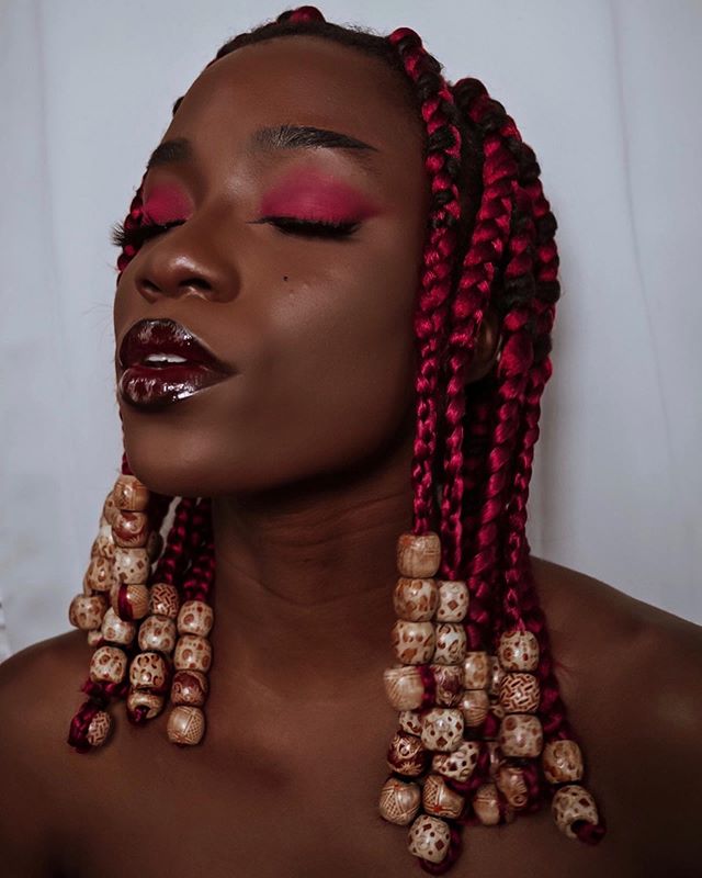 Burgundy Braids With Beads Is Love