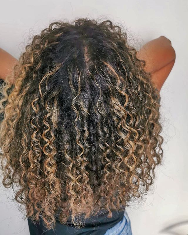 Tight Bouncy Curly Ombre Hair, Caramel Hair