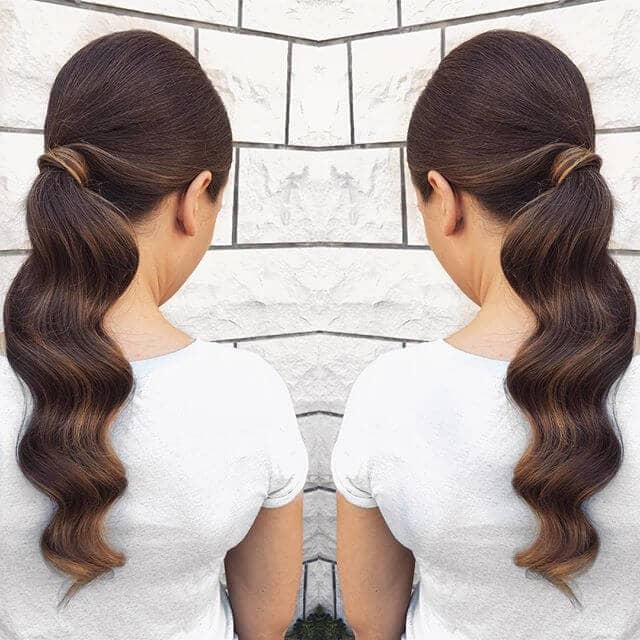 Styled Waterfall Ponytail for Wavy Hair